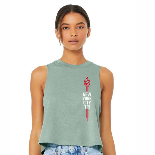 NYC Tri Women's Crop Tank -Dusty Blue- LCP