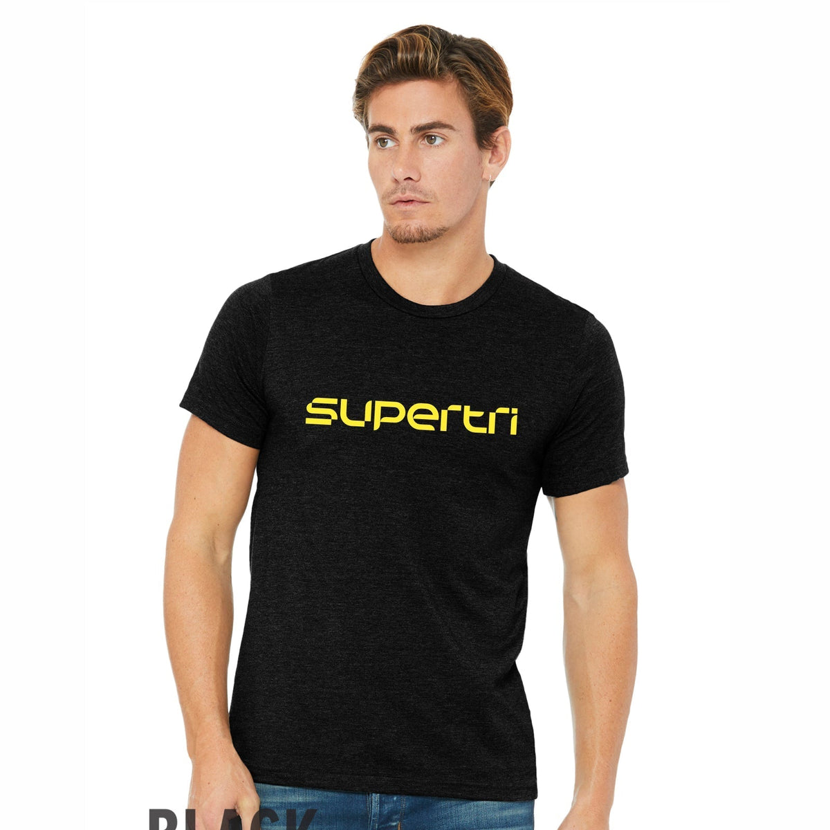 Supertri Unisex Fashion Tee -Black Heather- Logo