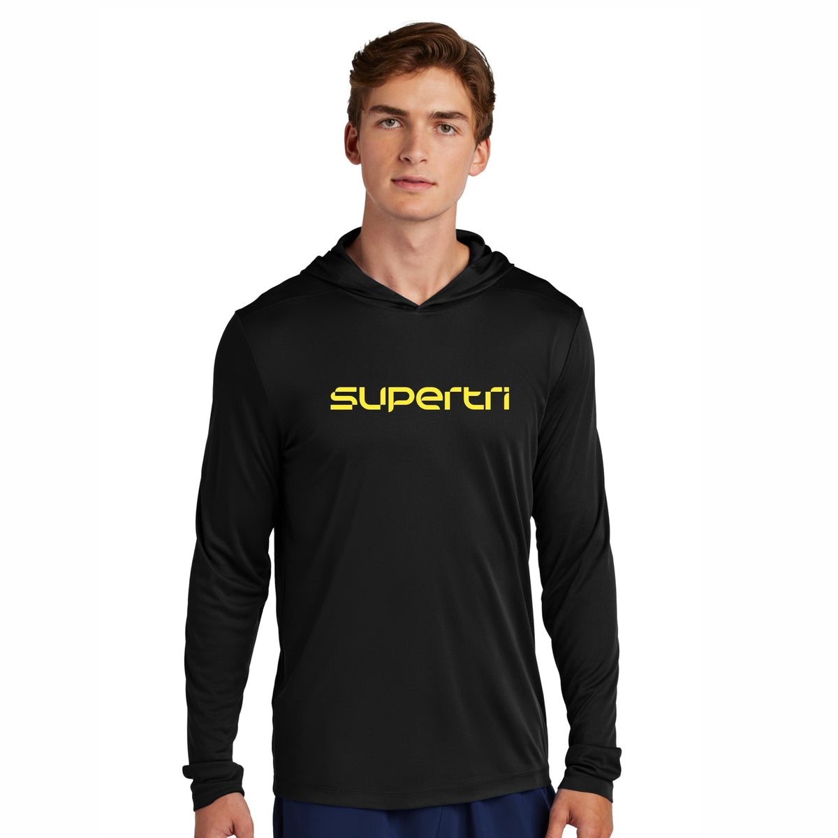 Supertri Unisex LS Tech UPF Sun Hoody -Black- Logo