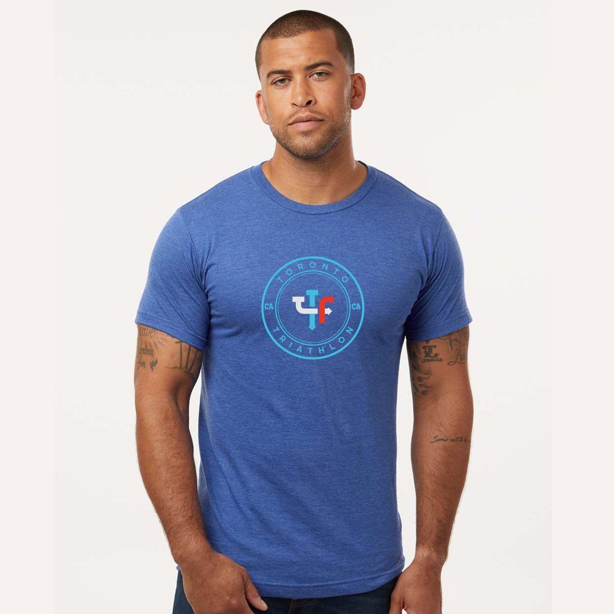 Toronto Tri Adult Fashion Tee -Heather Royal- Badge